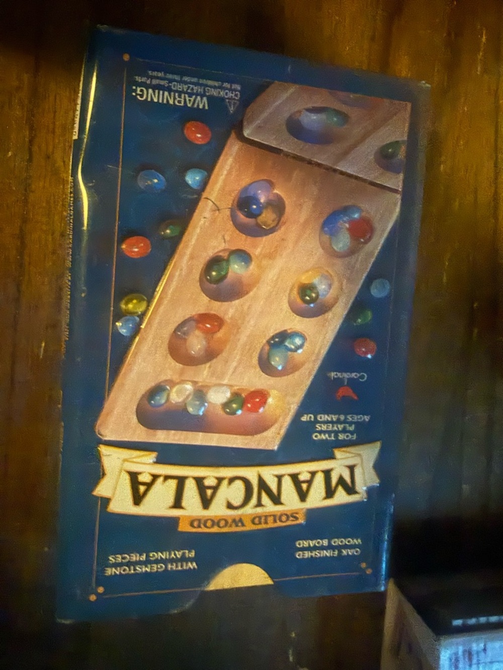 Mancala Board Game - Solid Wood with Colorful Marbles